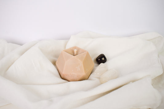 Geometric Candle Beige