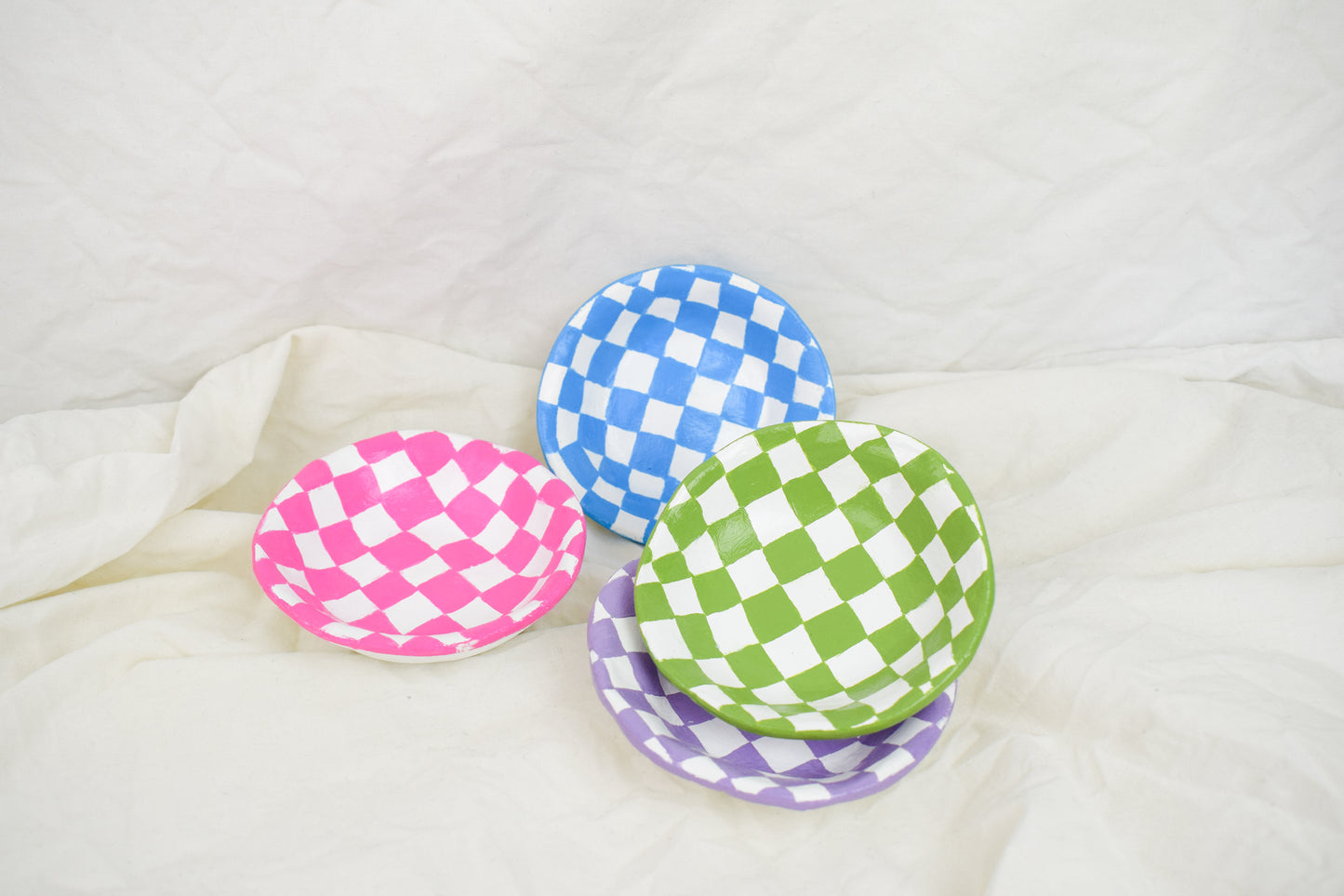 Checkered Ceramic Bowl Pink