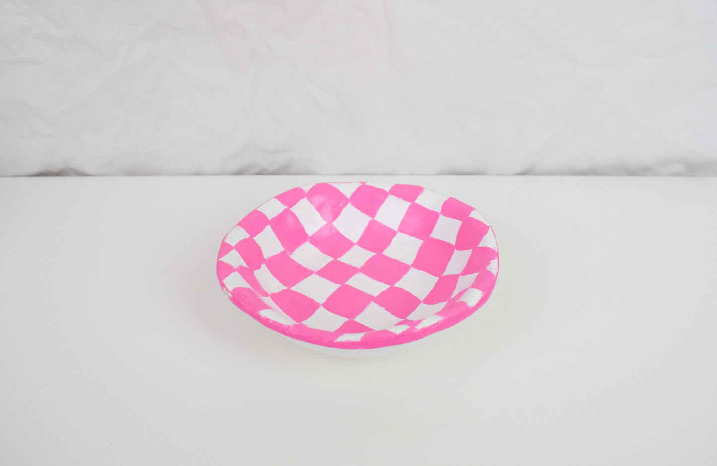 Checkered Ceramic Bowl Pink