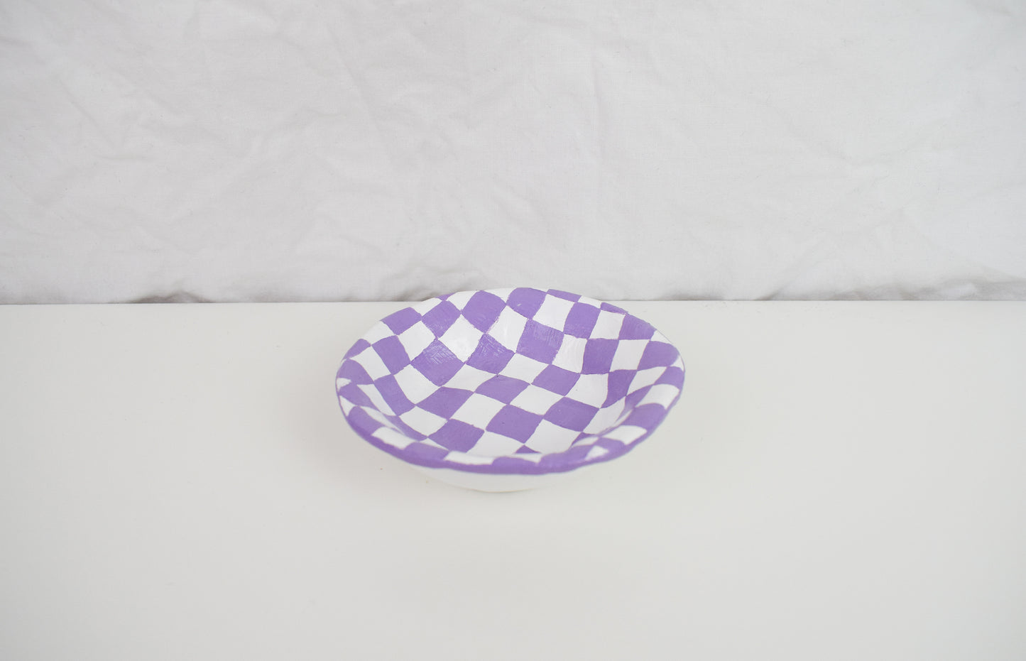 Checkered Ceramic Bowl Purple