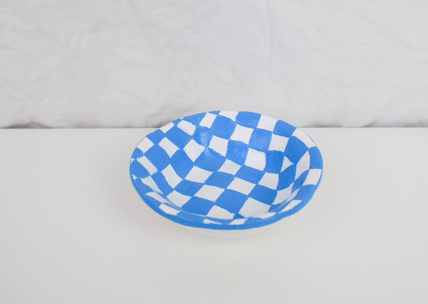 Checkered Ceramic Bowl Blue