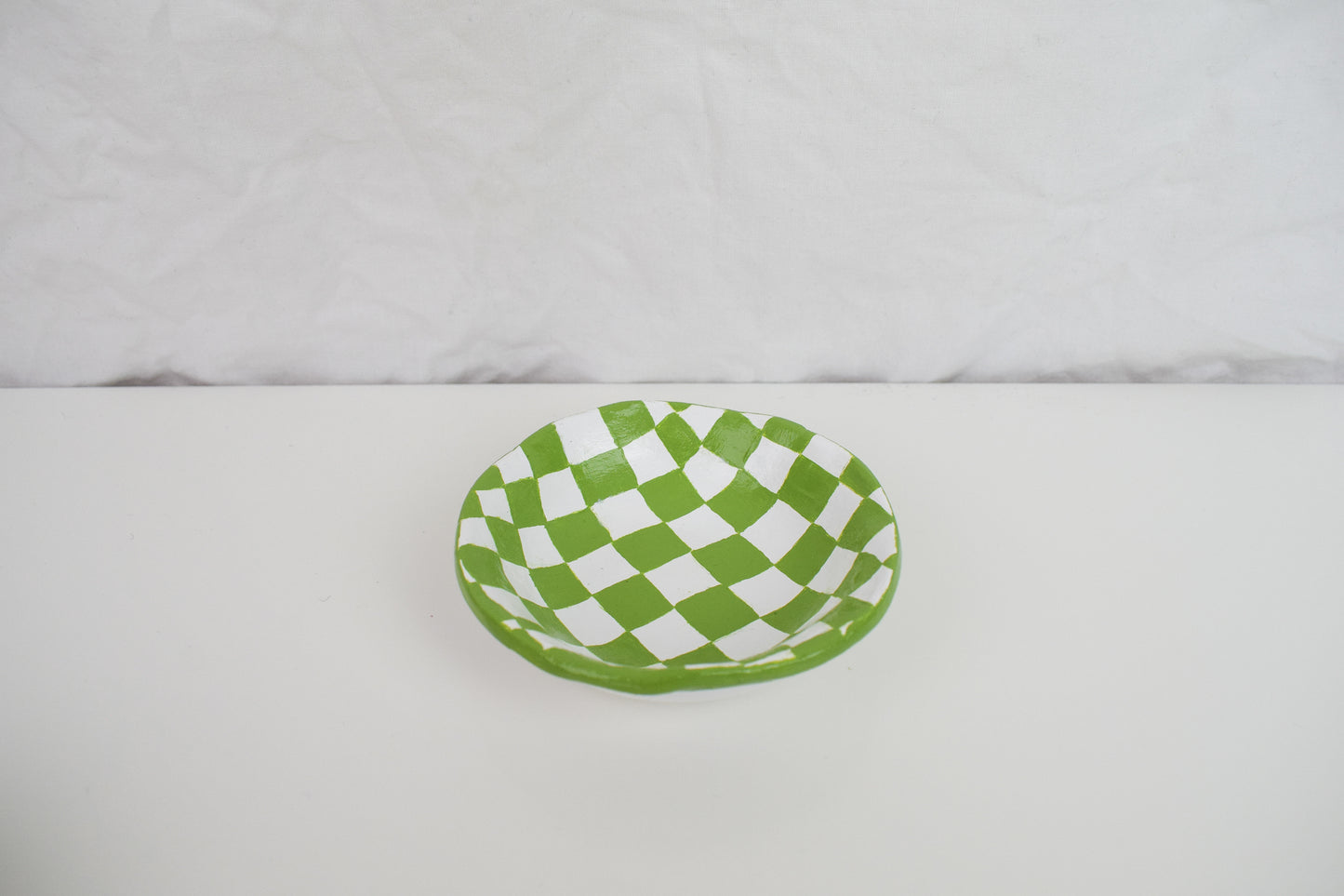 Checkered Ceramic Bowl Green