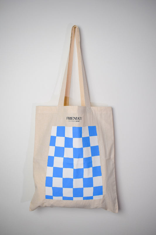 Checkered Tote Bag Blue