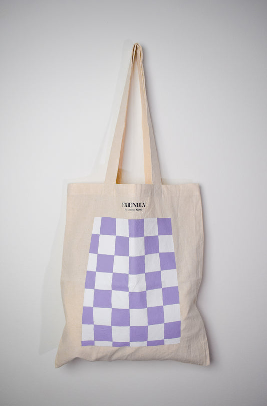 Checkered Tote Bag Purple