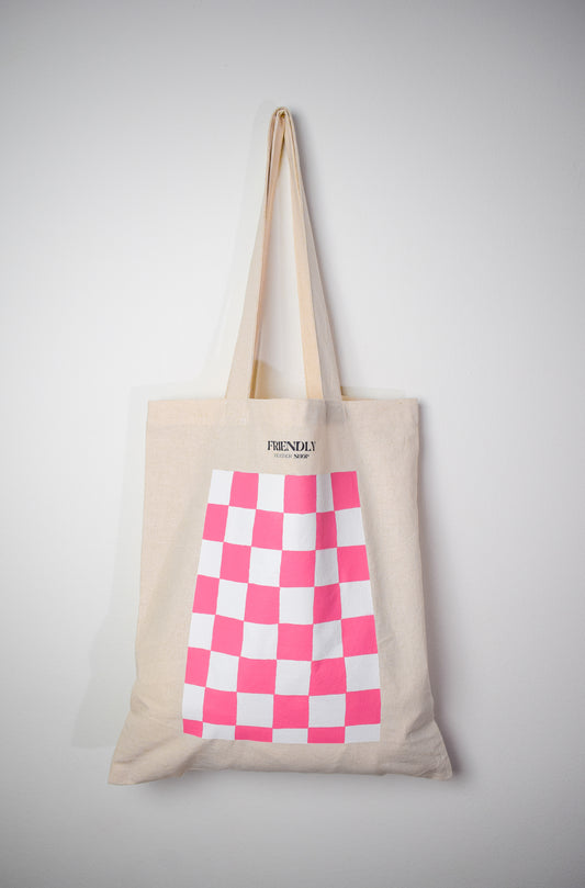 Checkered Tote Bag Pink