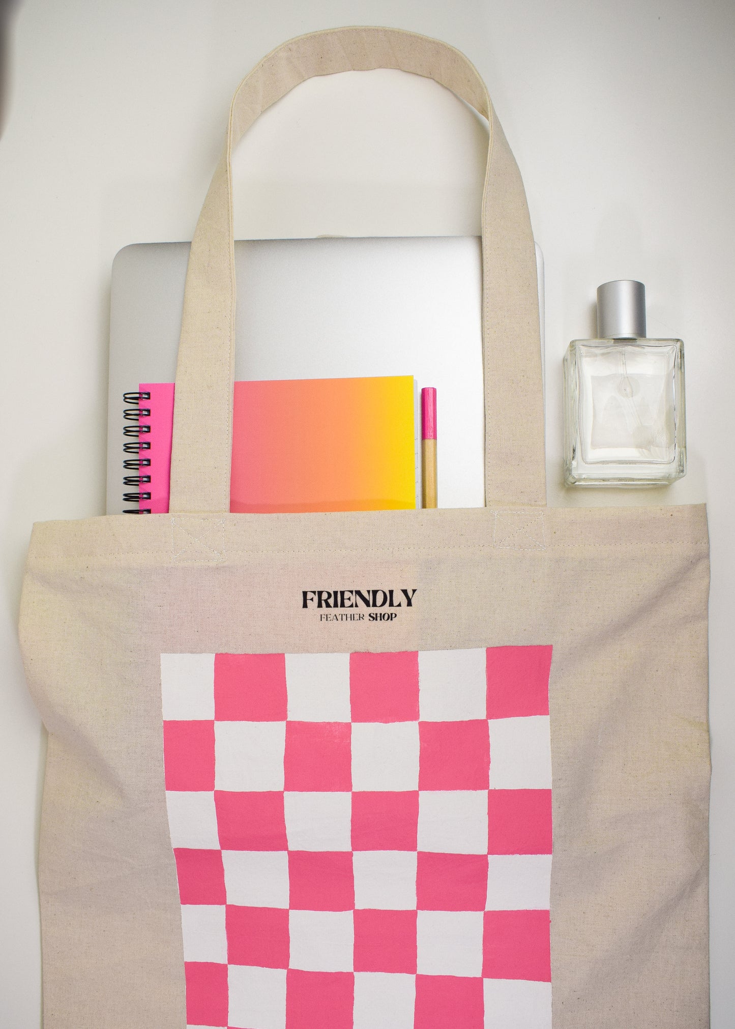 Checkered Tote Bag Pink