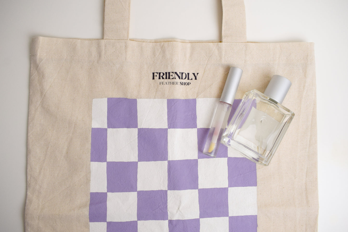 Checkered Tote Bag Purple