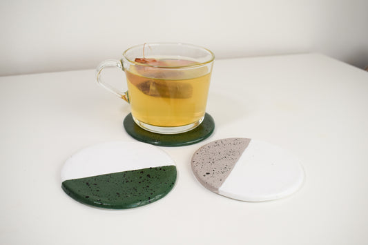 Spreckled Ceramic Coaster Green 2-pack