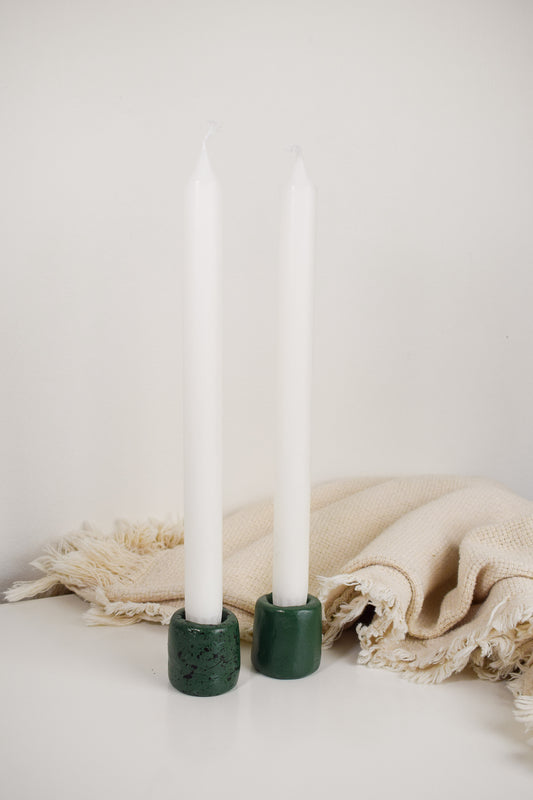 Ceramic Candle Holders Green 2-pack