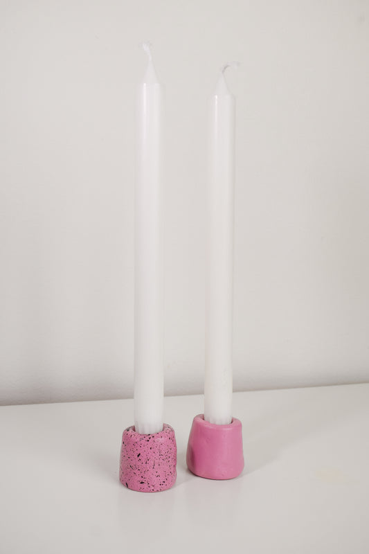 Ceramic Candle Holders Pink 2-pack