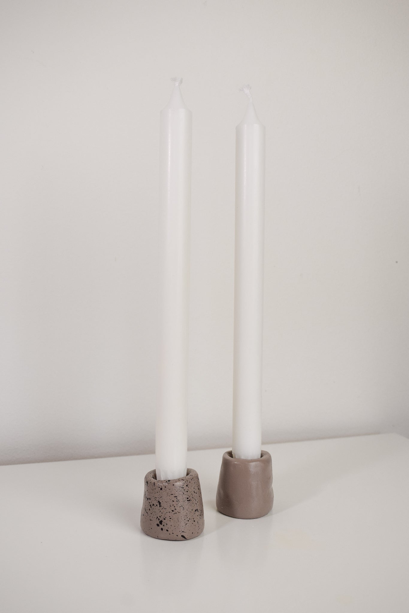 Ceramic Candle Holders Beige 2-pack